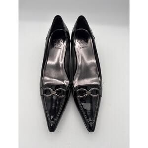 Women’s Circa Joan & David Size 8 Black Patent Leather Pointed Toe Kitten Heels